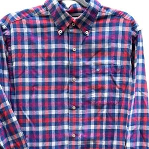 Southern Tide Mens Medium Button Down Shirt Blue Red Plaid Classic Fit Preppy